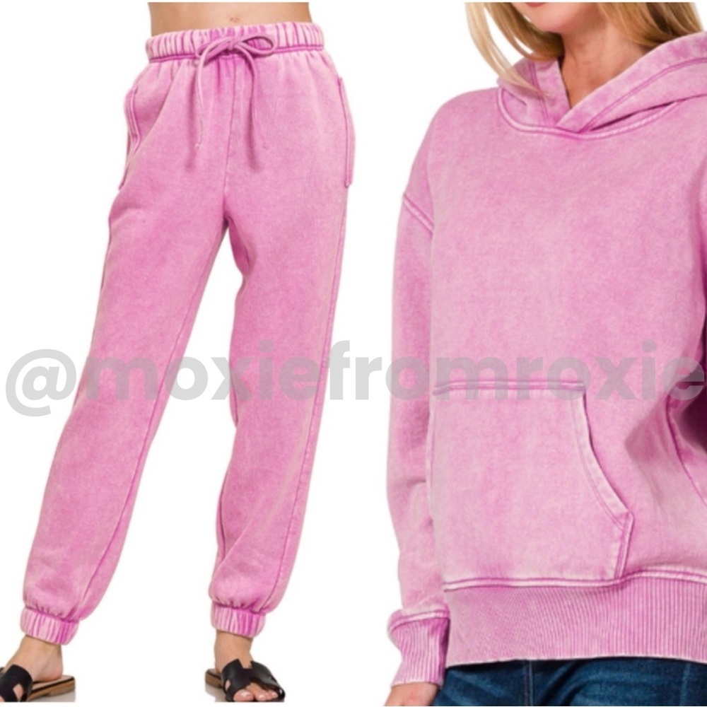 Zenana Outfitters Pink Track Pants & Hoodie Set
